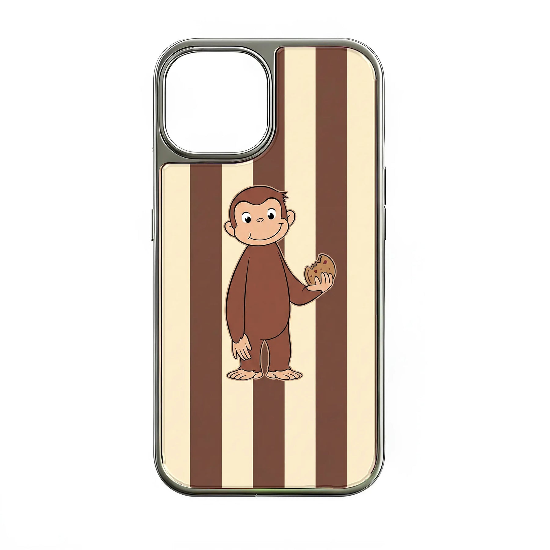 Funda holográfica cromada con diseño de mono curioso - Diseño caprichoso