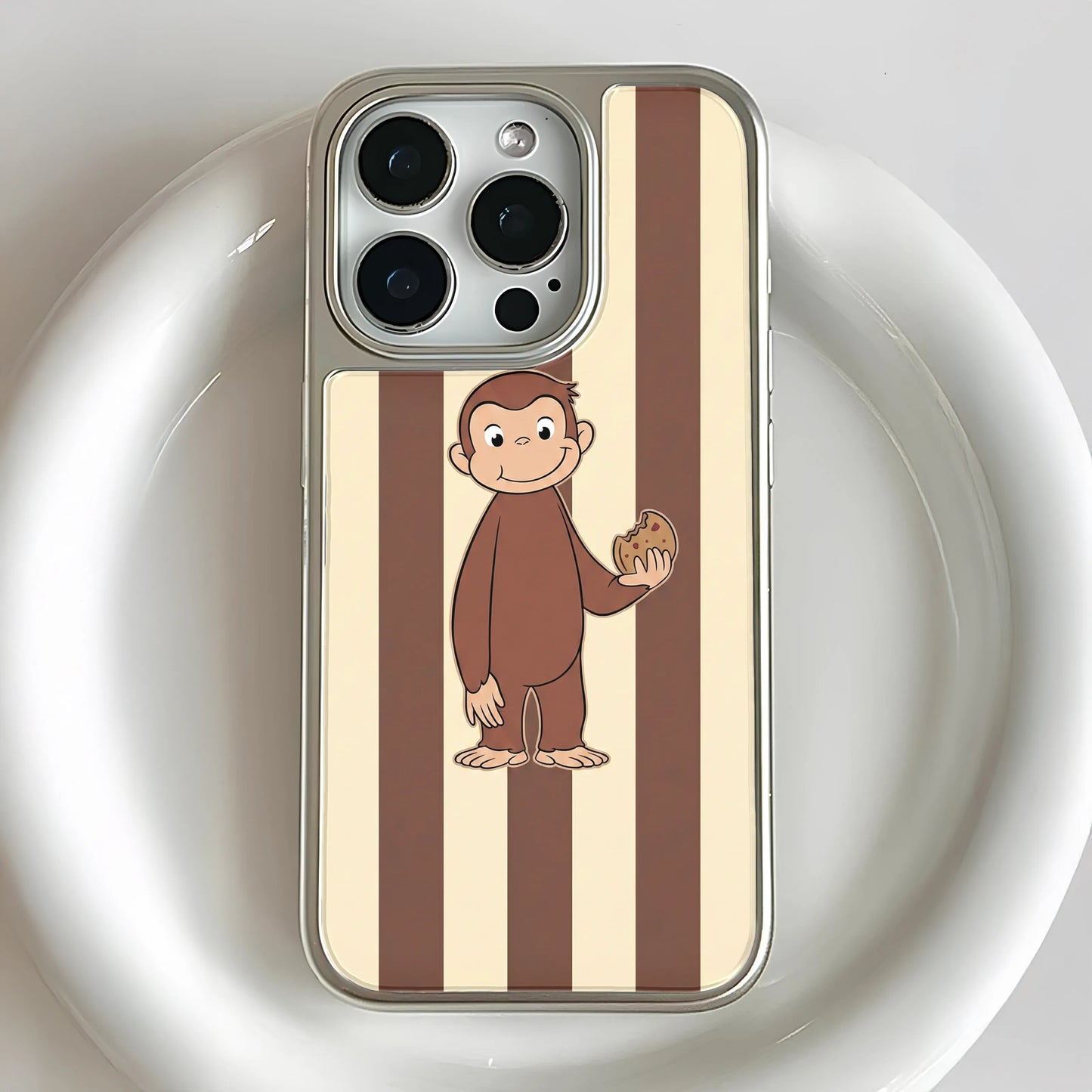 Holographic Chrome Curious Monkey Phone Case - Whimsical Design