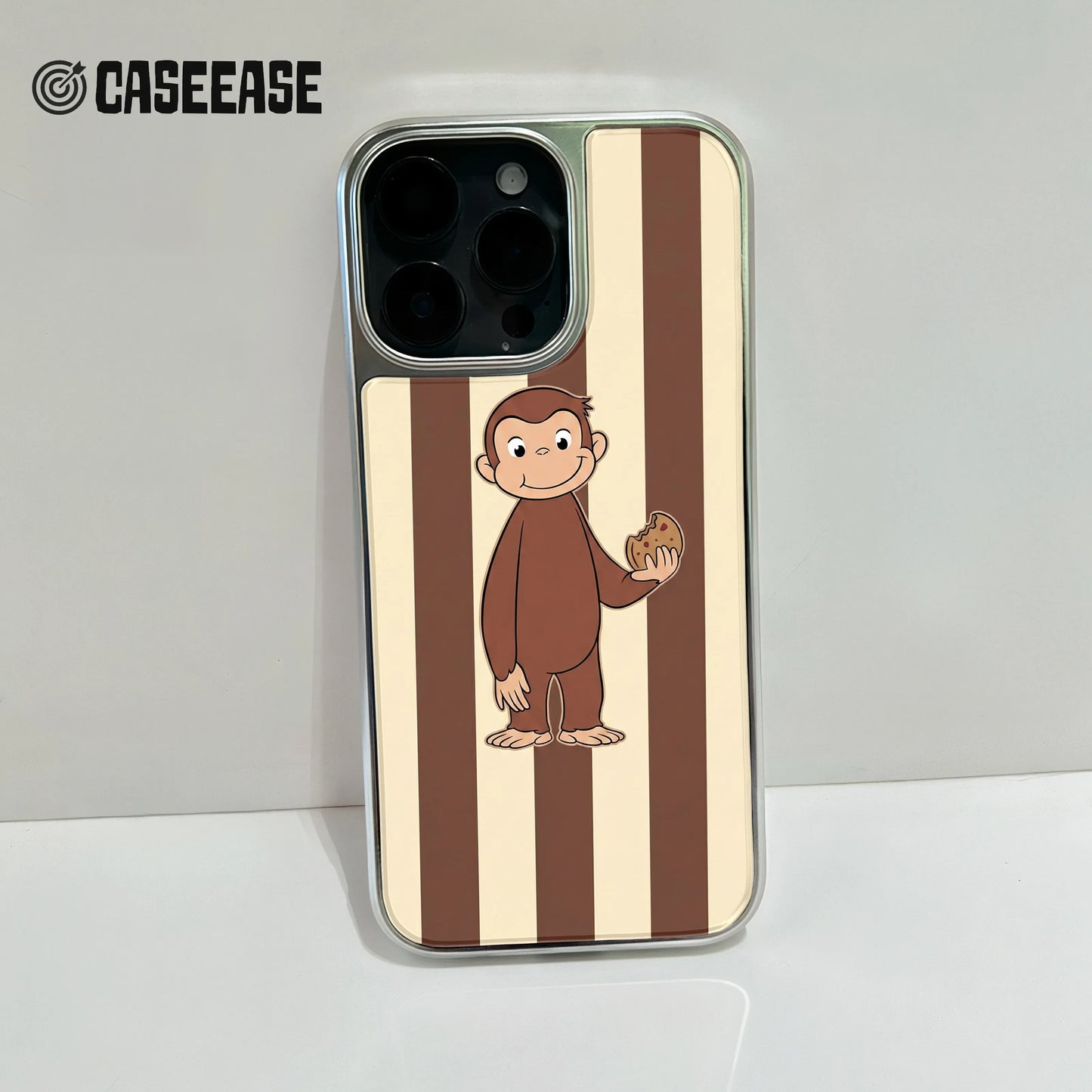Holographic Chrome Curious Monkey Phone Case - Whimsical Design