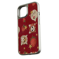 Funda para teléfono con gatos y fresas bordadas: diseño bonito y colorido