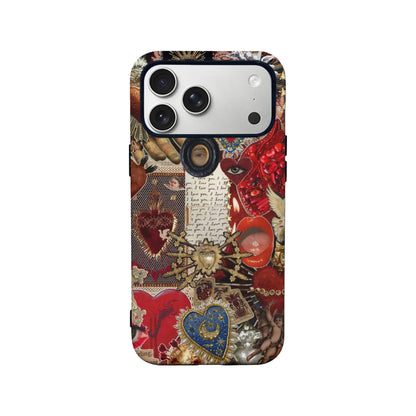 Vintage Collage Phone Case with Heart Designs