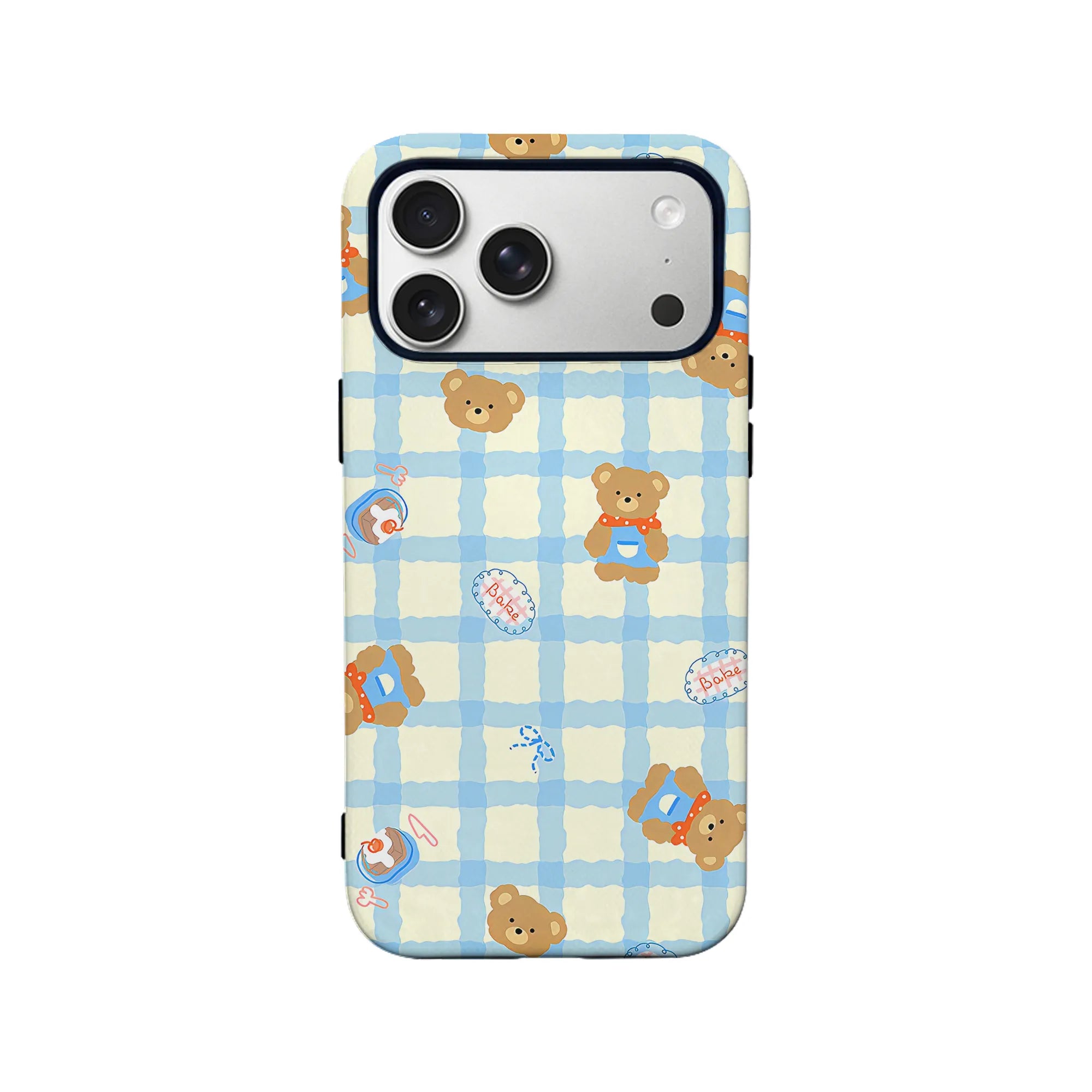 Gingham Teddy Bear Phone Case – Adorable Baby-Themed Design