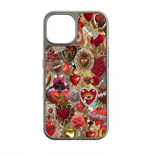Holographic Chrome Heart Art Phone Case - Vibrant Heart Design