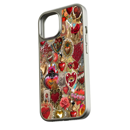 Holographic Chrome Heart Art Phone Case - Vibrant Heart Design