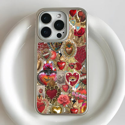 Holographic Chrome Heart Art Phone Case - Vibrant Heart Design
