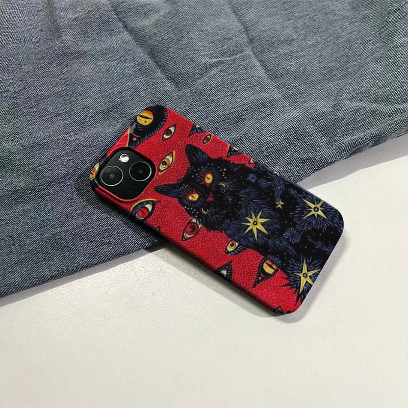 Mystical Black Cat Phone Case 2025 – Starry Eyes and Cosmic Vibes