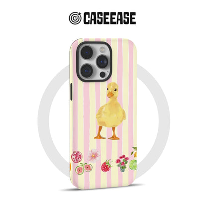 Cute Yellow Duck Phone Case with Fresh Fruit Design