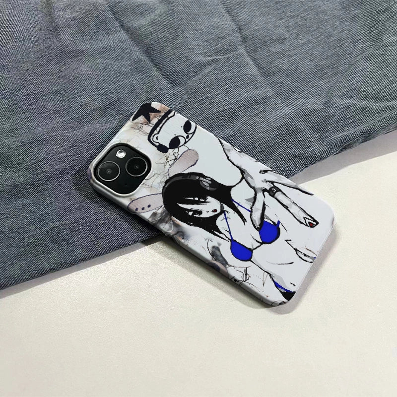 Edgy Anime Girl Phone Case 2025 – Artistic Sketch Design with Bold Accents
