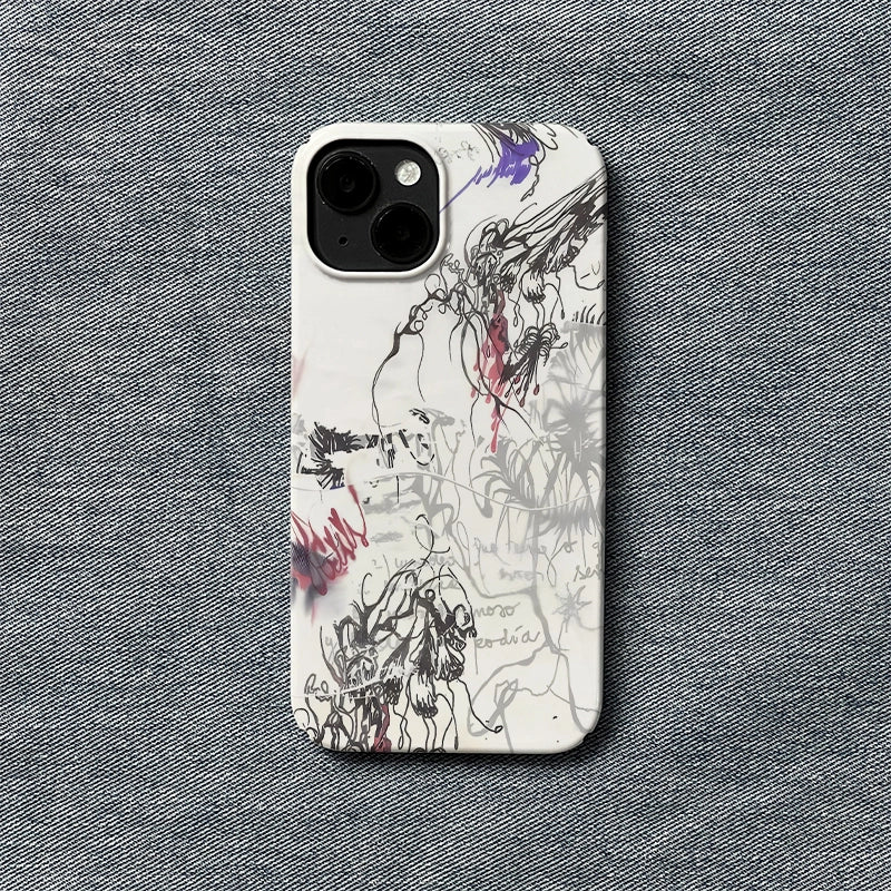 Abstract Ink Art Phone Case 2025 – Minimalist Black and Red Design