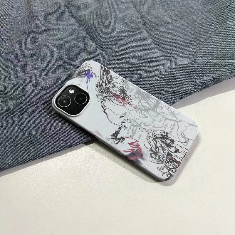 Abstract Ink Art Phone Case 2025 – Minimalist Black and Red Design
