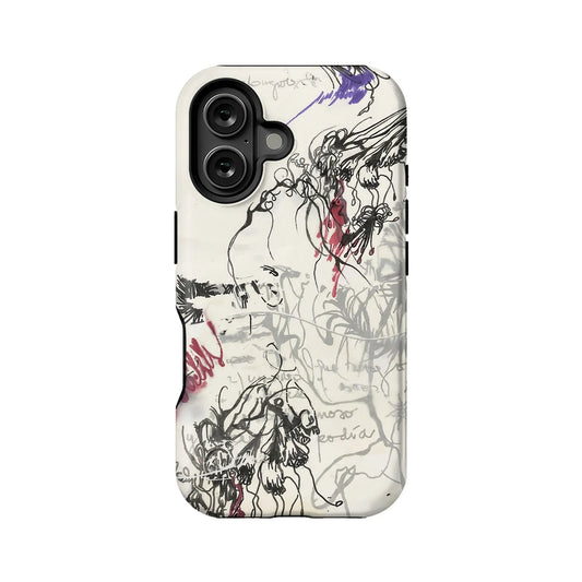 Abstract Ink Art Phone Case 2025 – Minimalist Black and Red Design