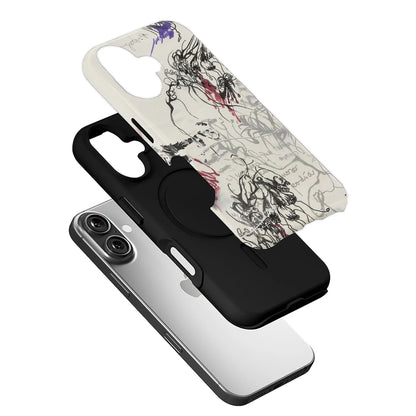 Abstract Ink Art Phone Case 2025 – Minimalist Black and Red Design