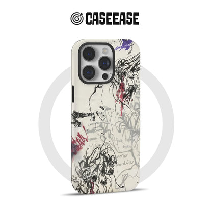 Abstract Ink Art Phone Case 2025 – Minimalist Black and Red Design