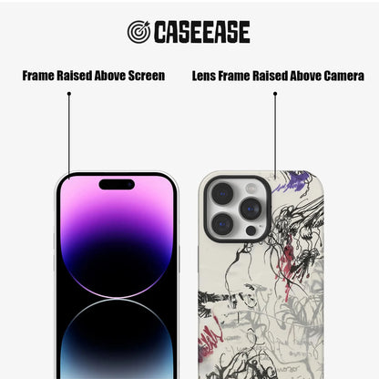 Abstract Ink Art Phone Case 2025 – Minimalist Black and Red Design