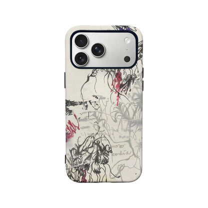 Abstract Ink Art Phone Case 2025 – Minimalist Black and Red Design