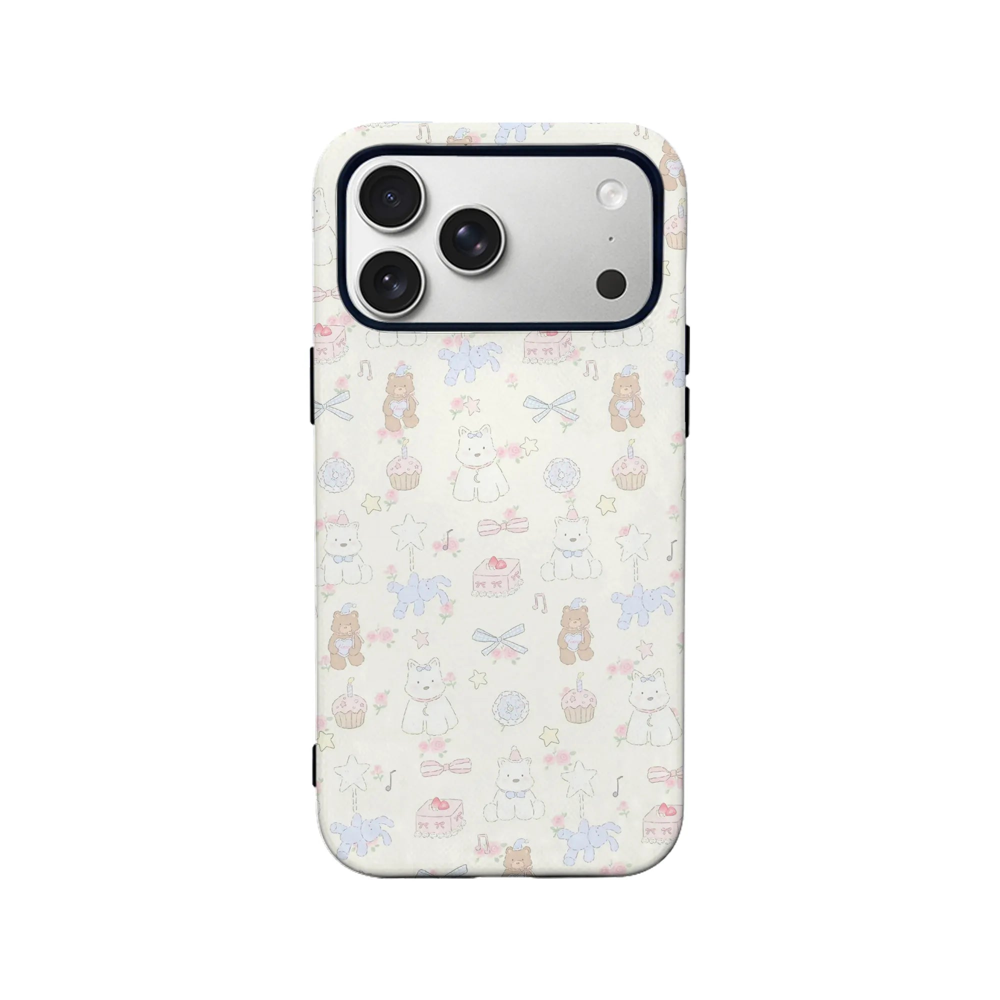 Cream Cartoon Phone Case – Adorable Cats, Bears, and Sweet Elements