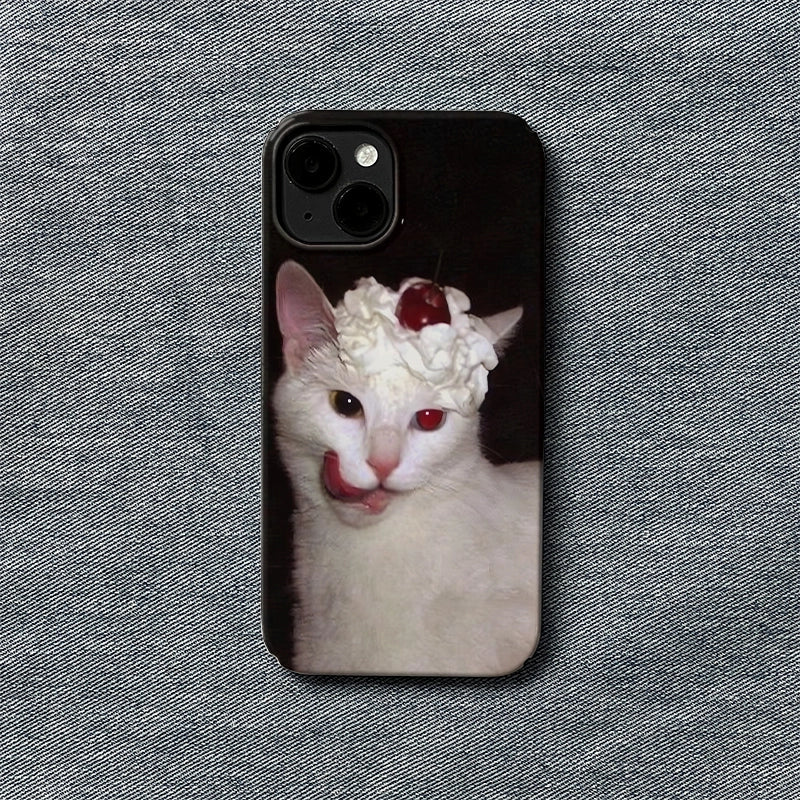 Whimsical Cat Dessert Phone Case 2025 – Playful Whipped Cream Design