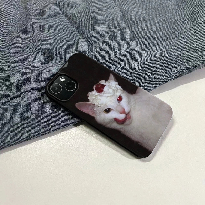 Whimsical Cat Dessert Phone Case 2025 – Playful Whipped Cream Design