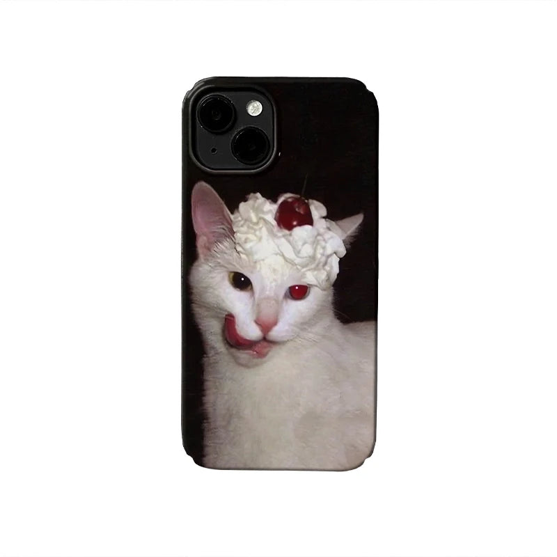 Whimsical Cat Dessert Phone Case 2025 – Playful Whipped Cream Design