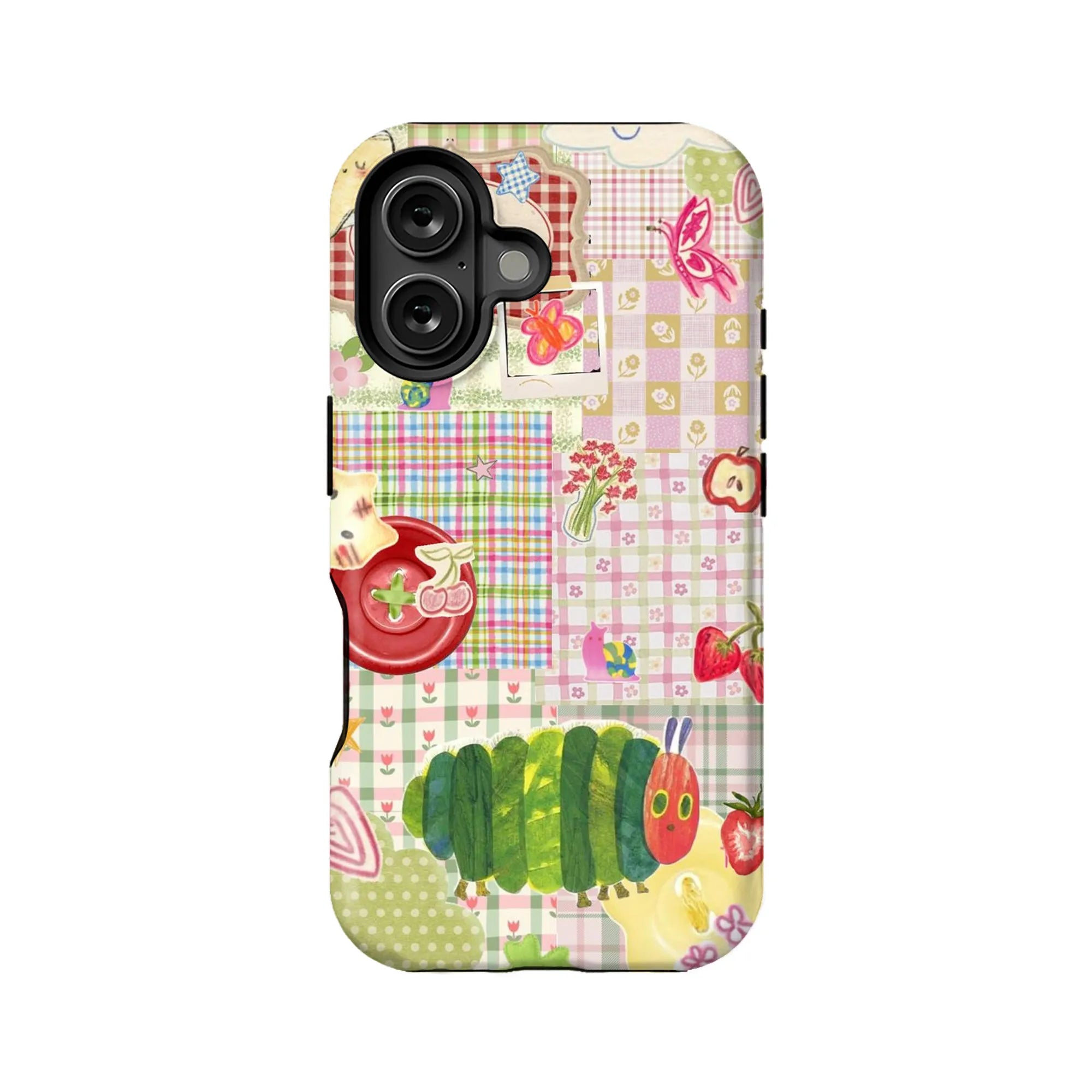 Colorful Caterpillar and Fruit Patchwork Phone Case