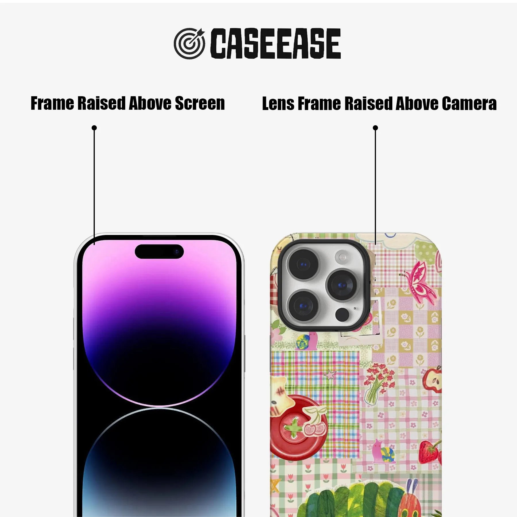 Colorful Caterpillar and Fruit Patchwork Phone Case