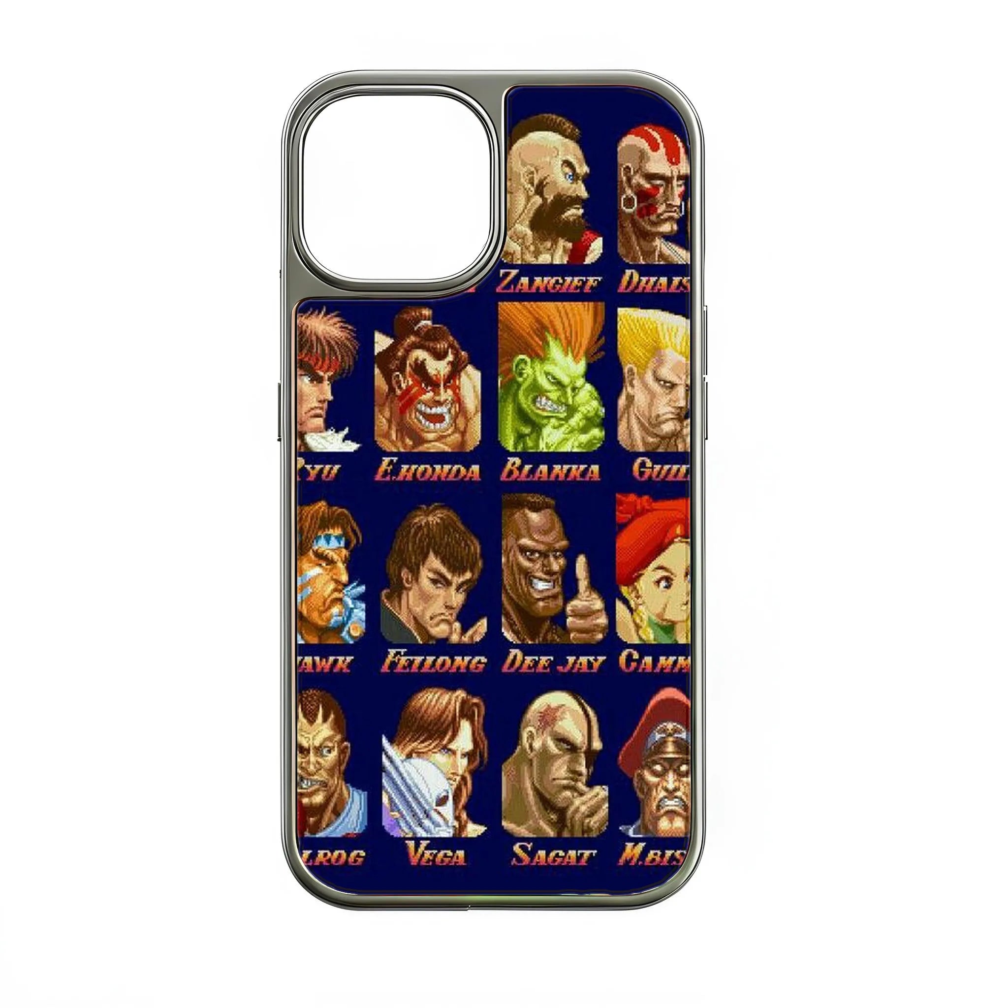 Holographic Chrome Street Fighter Phone Case - Retro Gaming Design