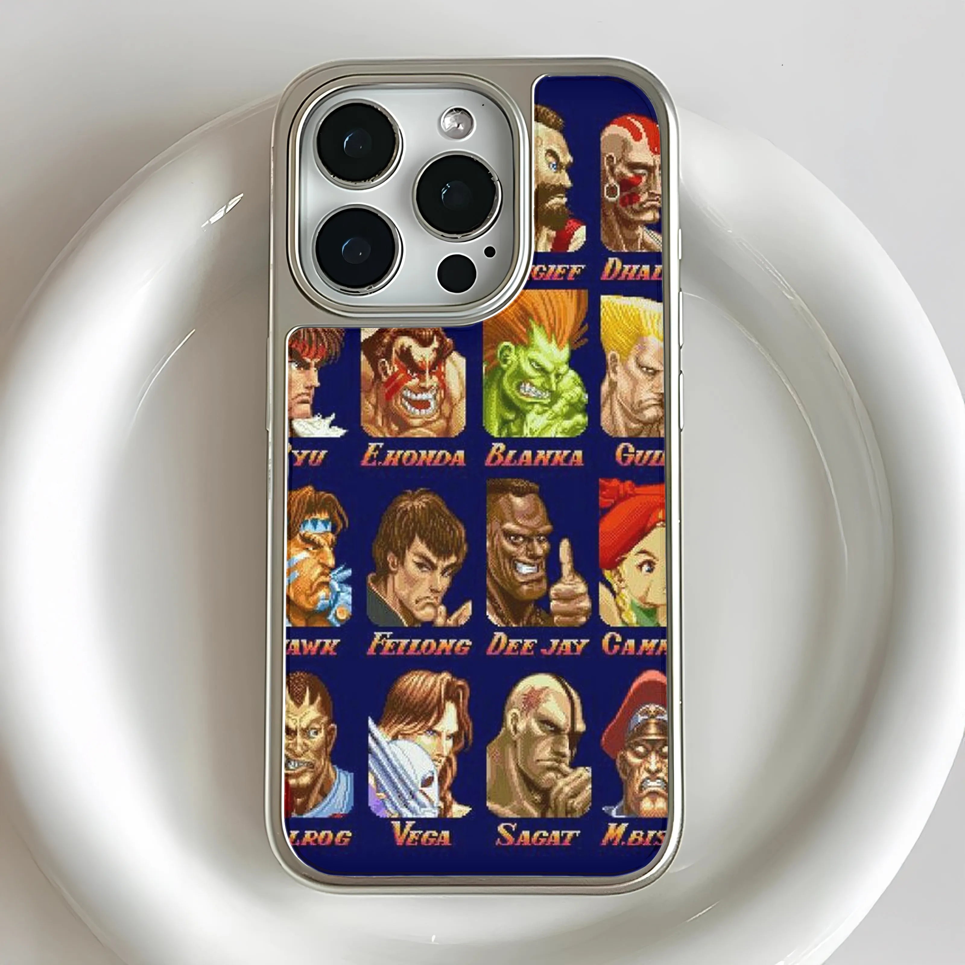 Holographic Chrome Street Fighter Phone Case - Retro Gaming Design
