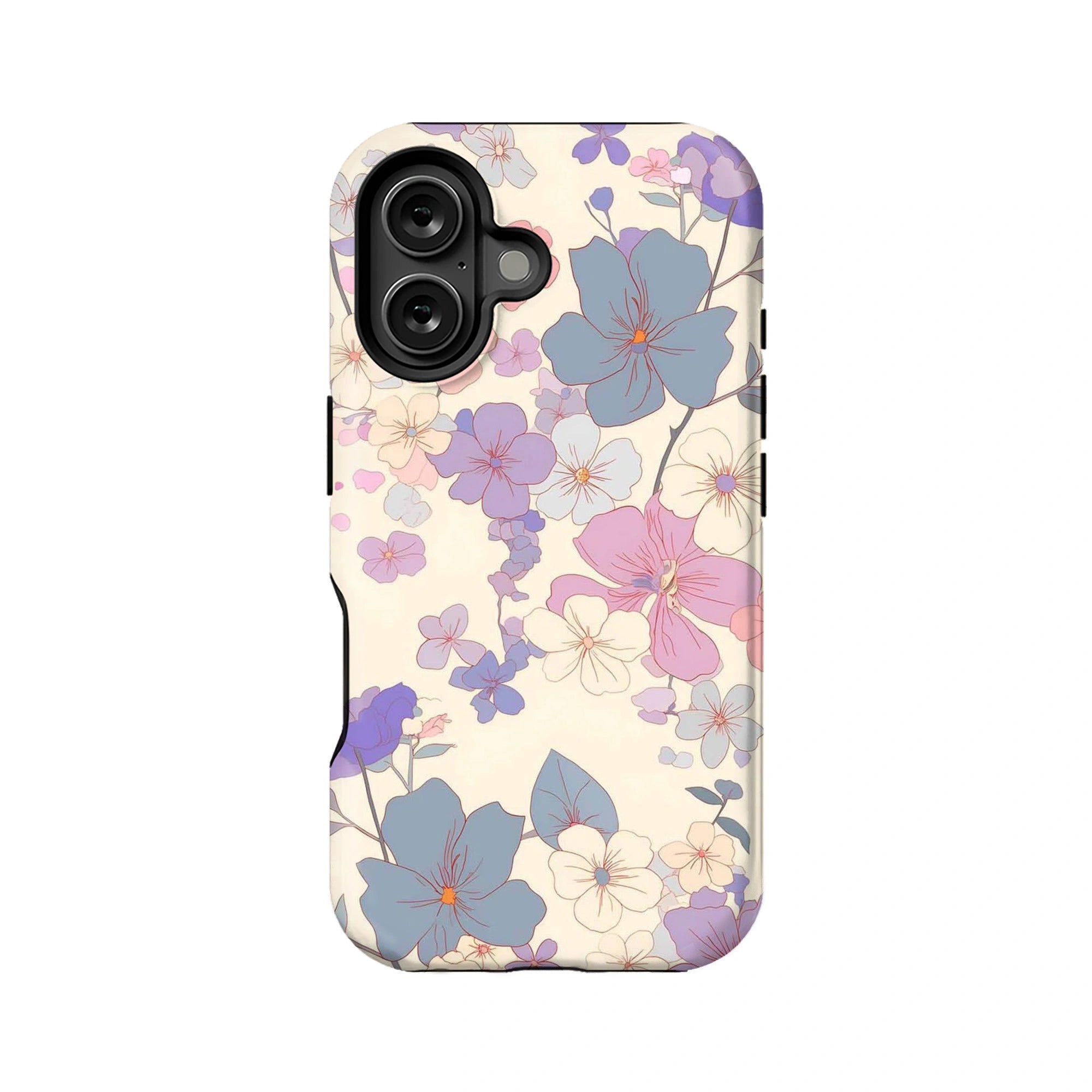 Funda romántica floral para teléfono: elegante diseño morado y rosa