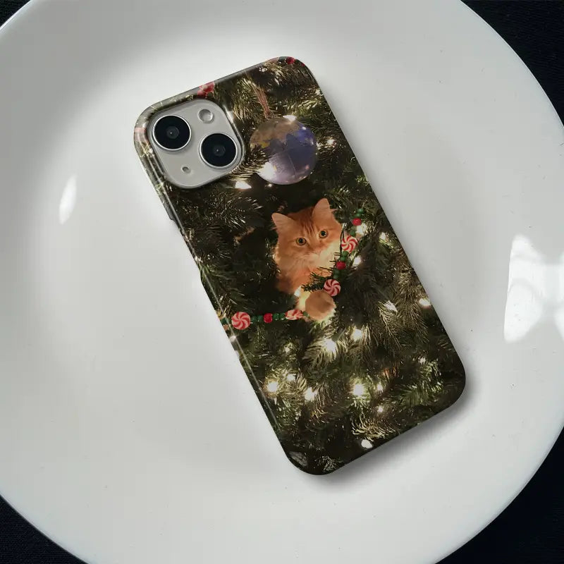 Christmas Cat in Tree Phone Case – Festive and Whimsical Design