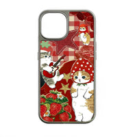 Holographic Chrome Cat Pattern Phone Case - Colorful Cartoon Design