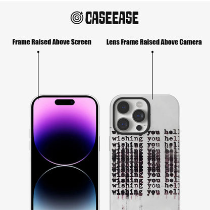 Wishing You Hell Phone Case – Edgy Text-Based Design