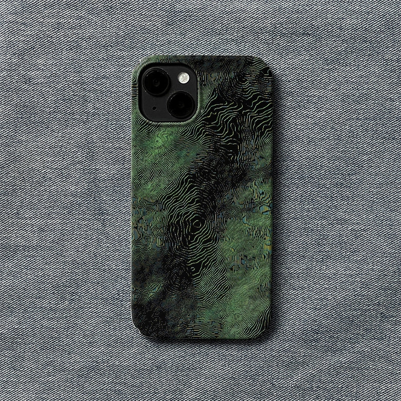 Green Topographic Phone Case – Nature-Inspired Contour Design