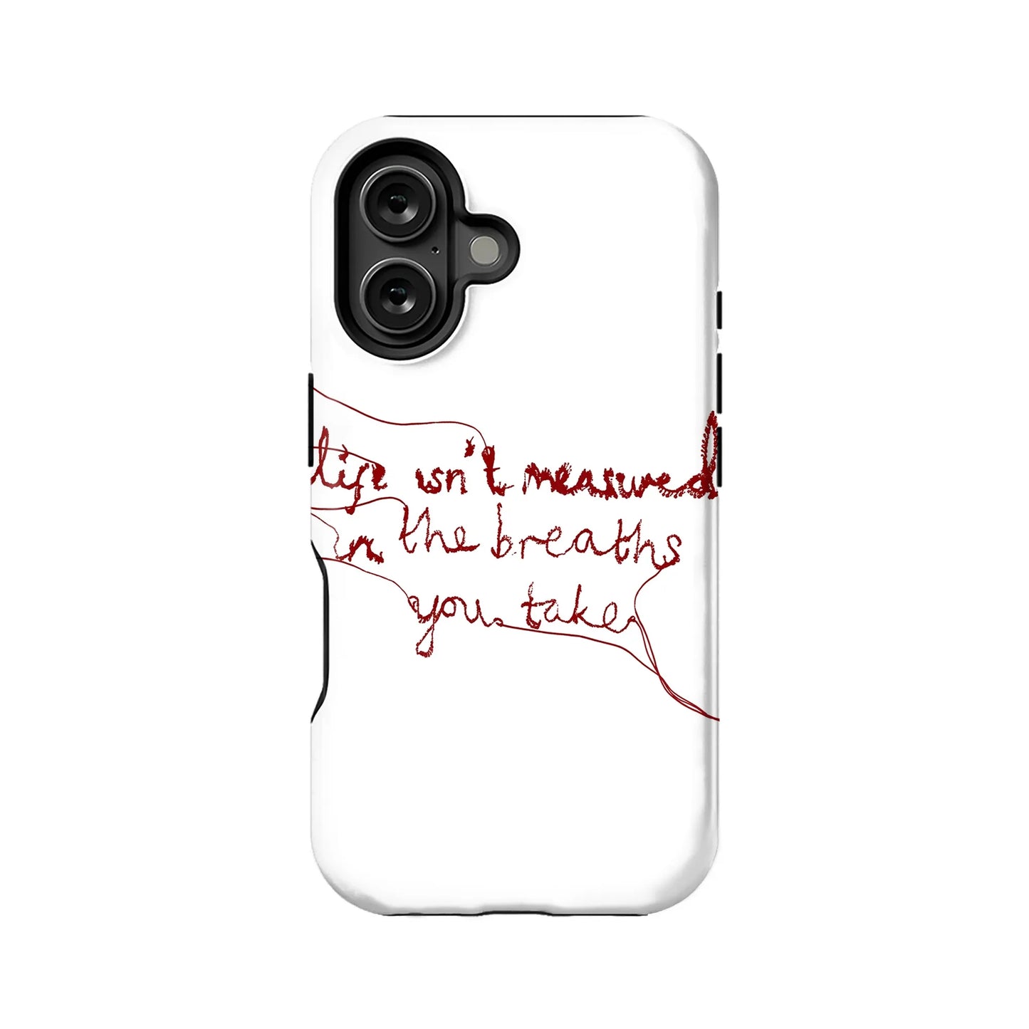 Minimalist White Phone Case – "Life Isn’t Measured"