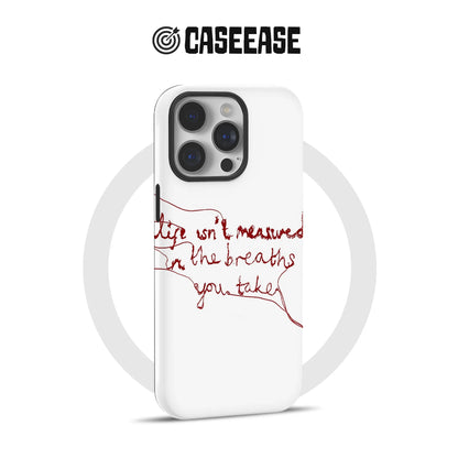 Minimalist White Phone Case – "Life Isn’t Measured"