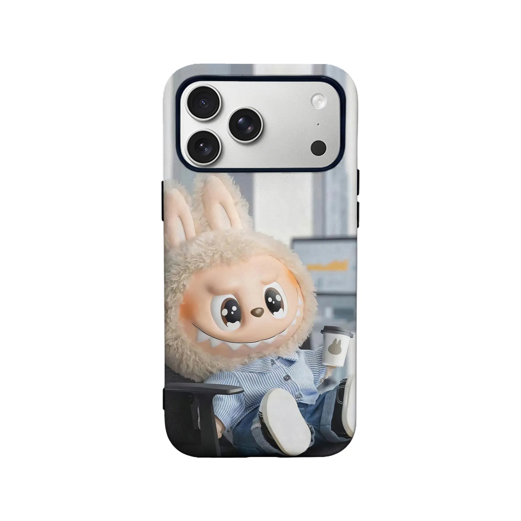 Bonita funda para teléfono con el personaje de dibujos animados Labubu