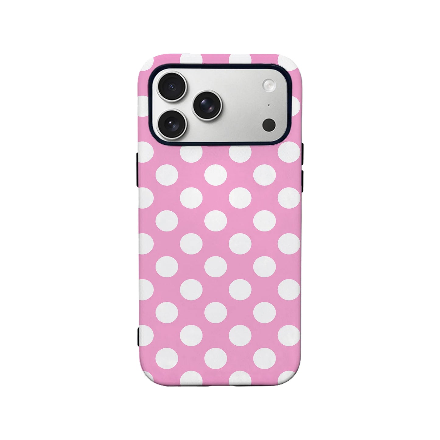 Funda para teléfono rosa con lunares para una protección elegante