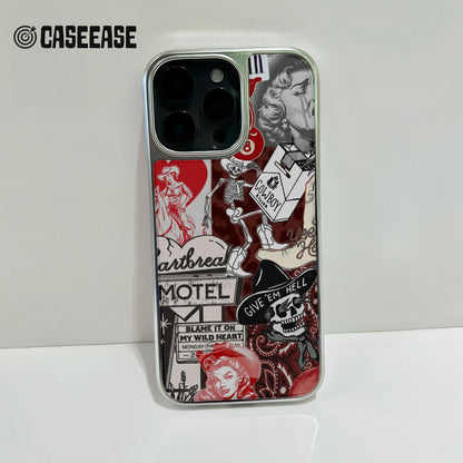 Holographic Chrome Phone Case - Retro Tattoo Art Design