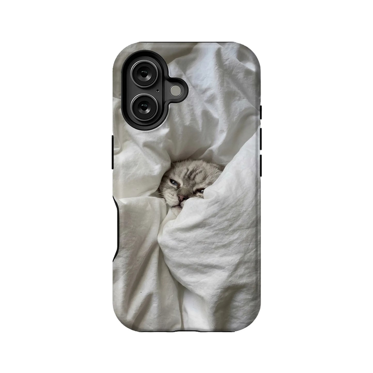 Cozy Cat Phone Case 2025 – Snug Kitten Wrapped in White Blanket