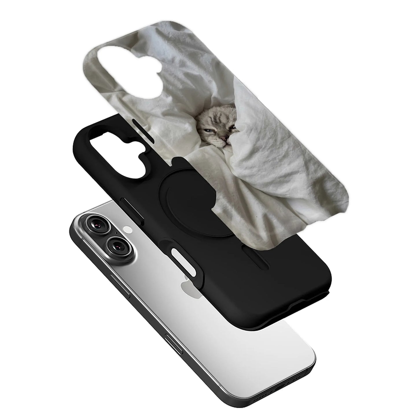 Cozy Cat Phone Case 2025 – Snug Kitten Wrapped in White Blanket