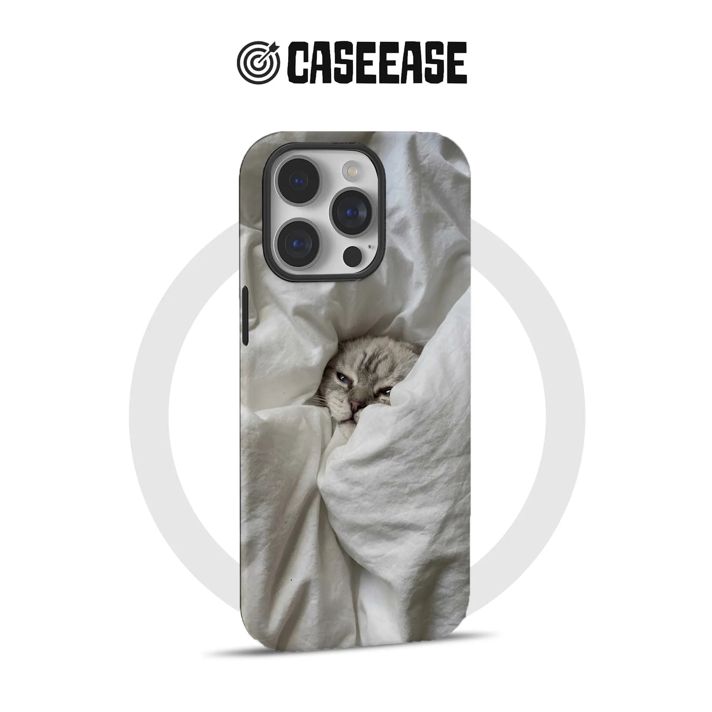 Cozy Cat Phone Case 2025 – Snug Kitten Wrapped in White Blanket