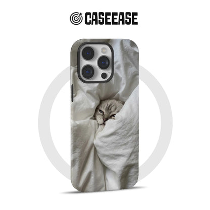 Cozy Cat Phone Case 2025 – Snug Kitten Wrapped in White Blanket