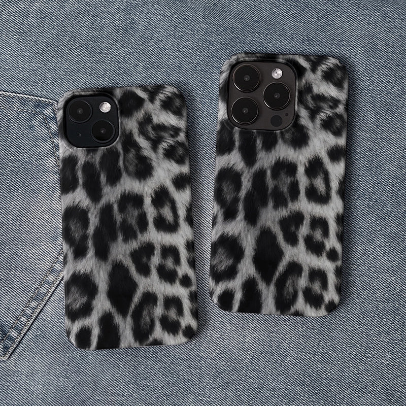 Elegant Gray Leopard iPhone Case – Subtle Animal Print