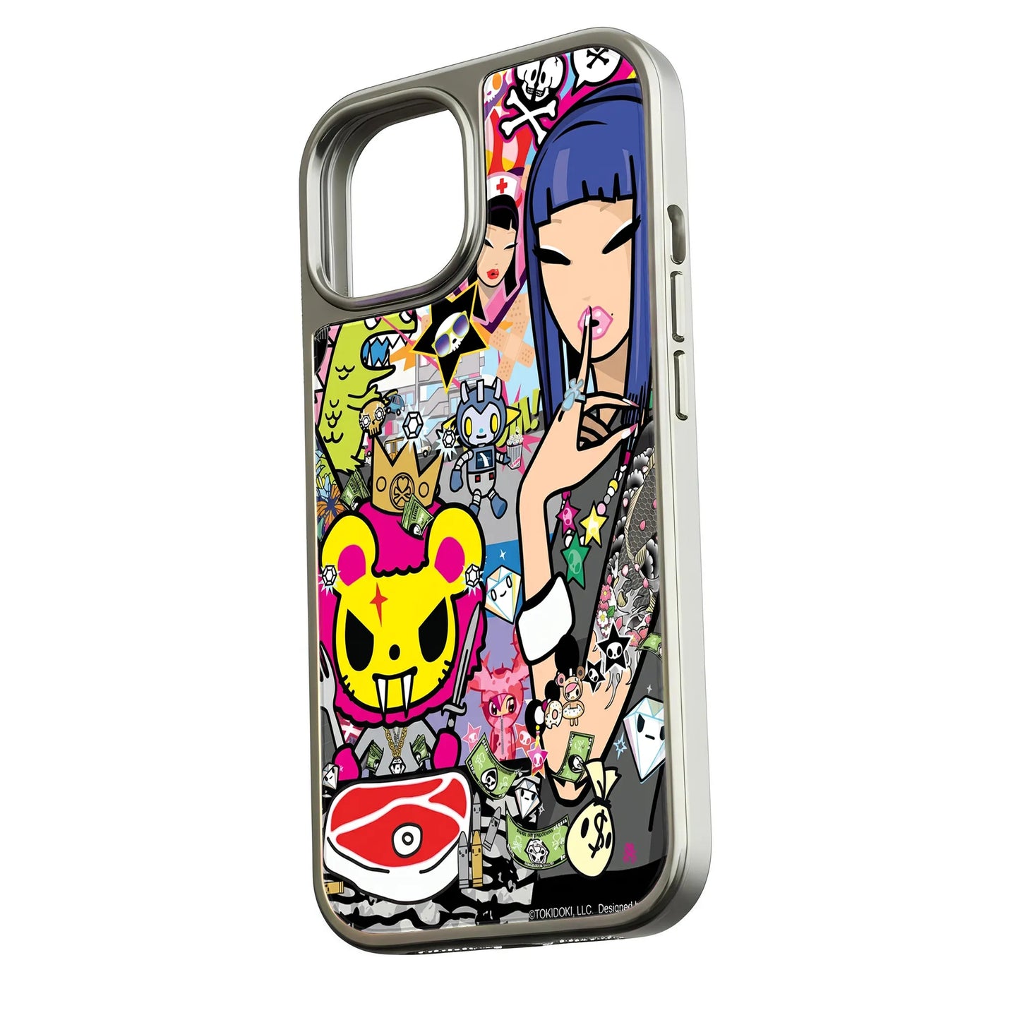 Holographic Chrome Phone Case - Colorful Urban Graphic Design