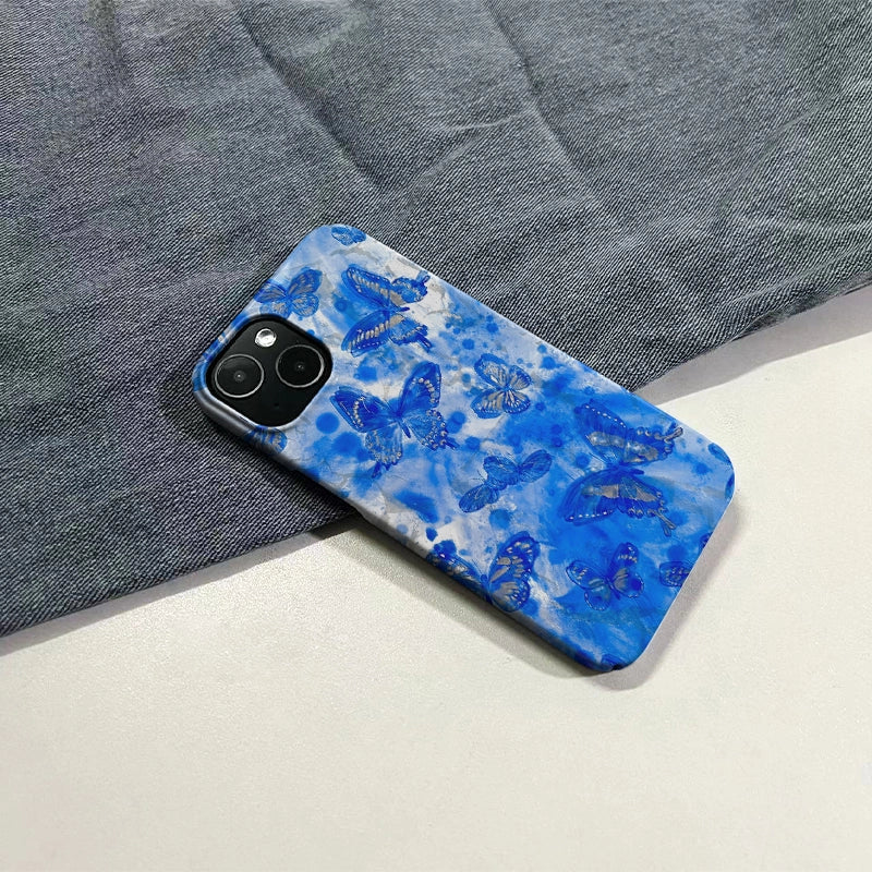 Blue Butterfly Splash Phone Case – Whimsical and Artistic Design