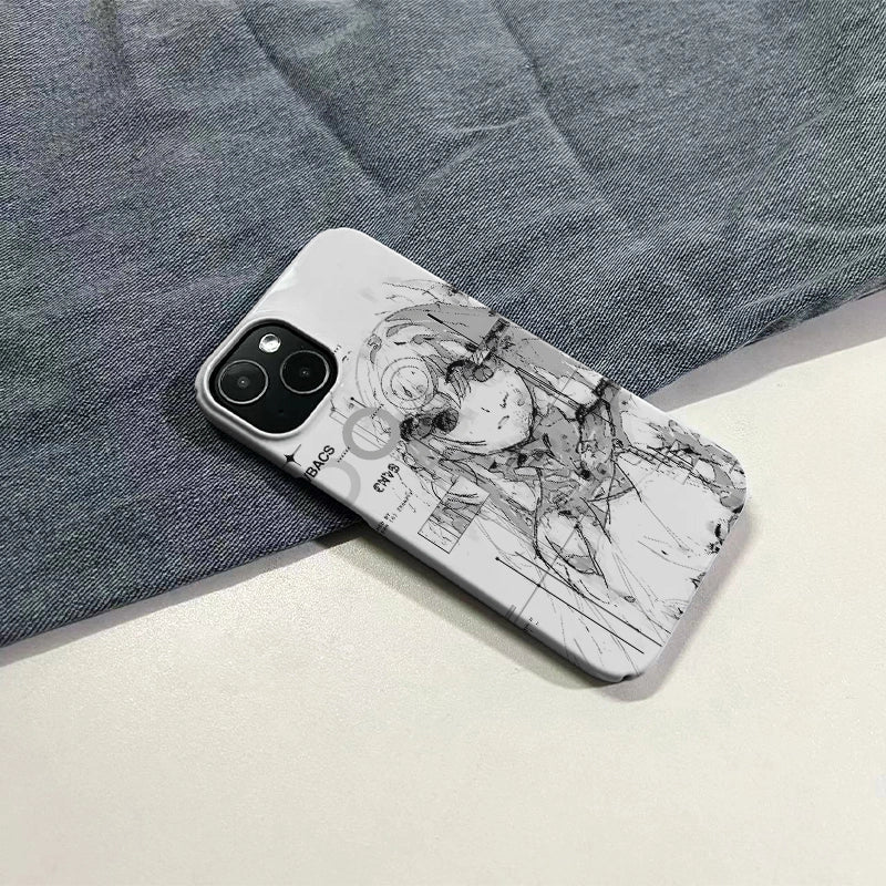 Street Style Anime Phone Case 2025 – Edgy Monochrome Art Design
