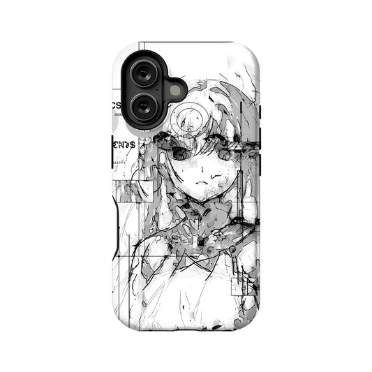 Street Style Anime Phone Case 2025 – Edgy Monochrome Art Design
