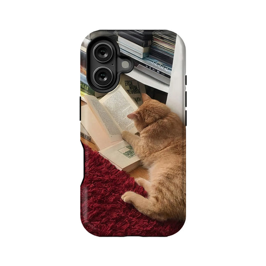 Cozy Cat Reading Phone Case 2025 – Adorable Feline & Book Lover Design
