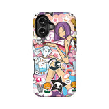 Funda de teléfono con pegatinas de dibujos animados de colores para almas creativas
