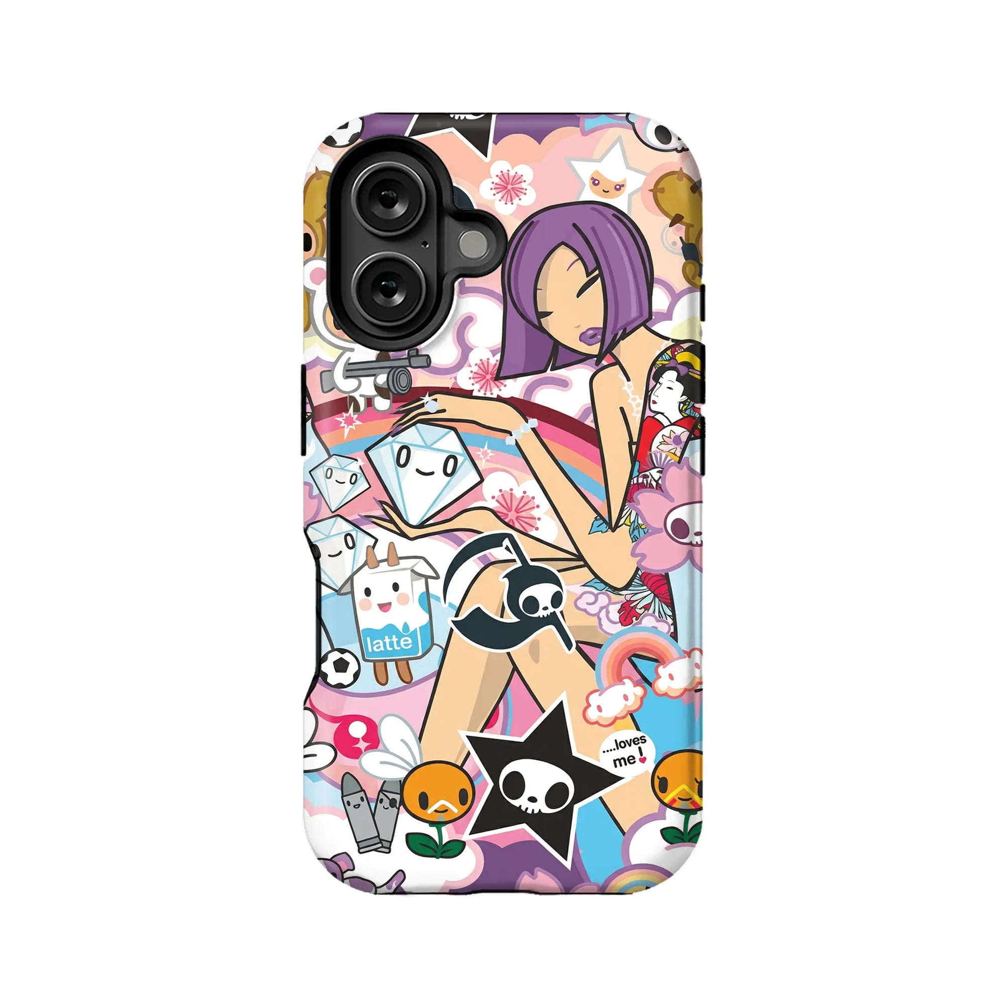 Funda de teléfono con pegatinas de dibujos animados de colores para almas creativas