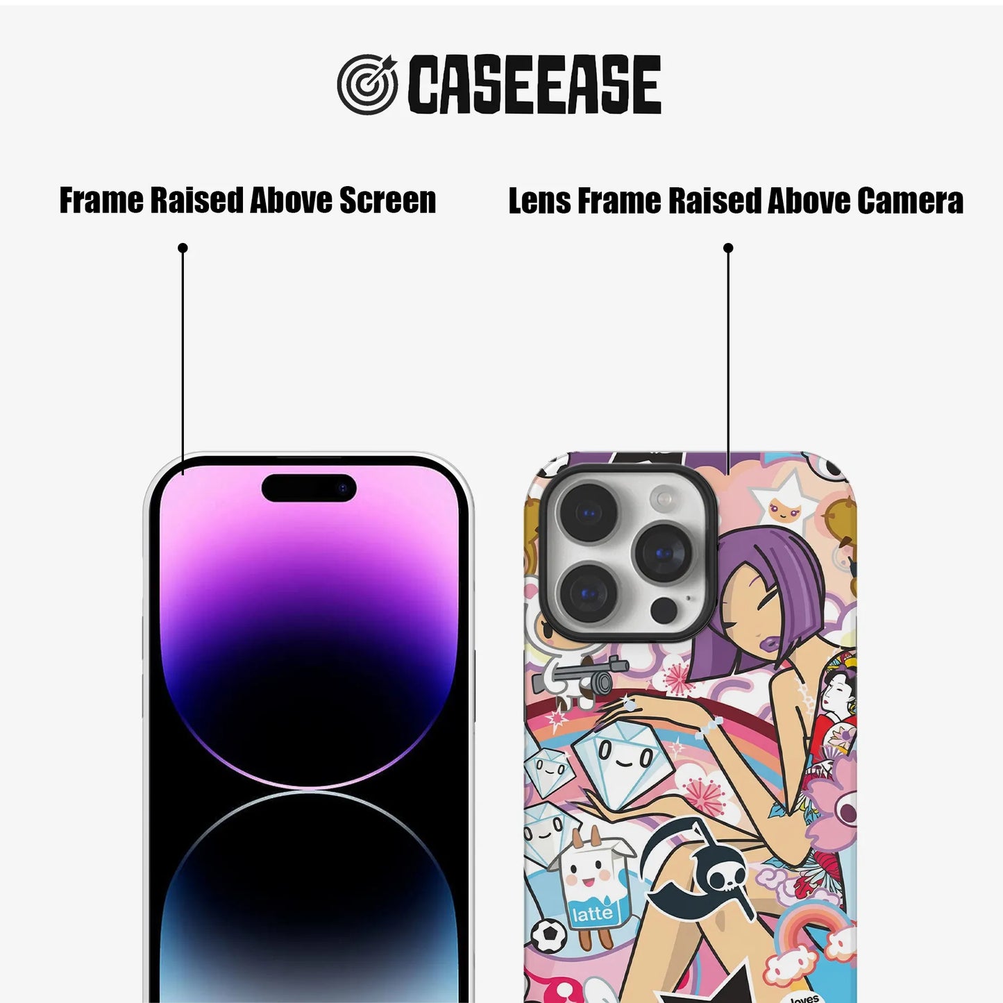 Colorful Cartoon Sticker Phone Case for Creative Souls